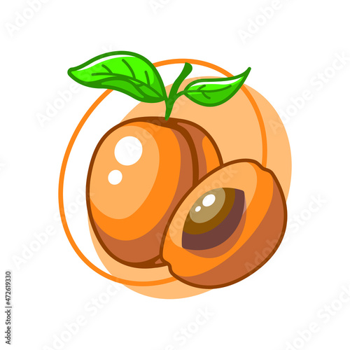 Peach fruit drawing illustration design (ID: 472619330)