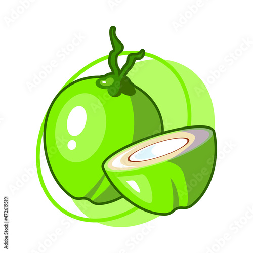 Coconut fruit drawing illustration design (ID: 472619519)