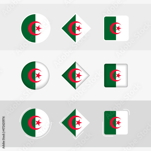 Free Download Algeria flag icons set, vector flag of Algeria. - GFXLoad