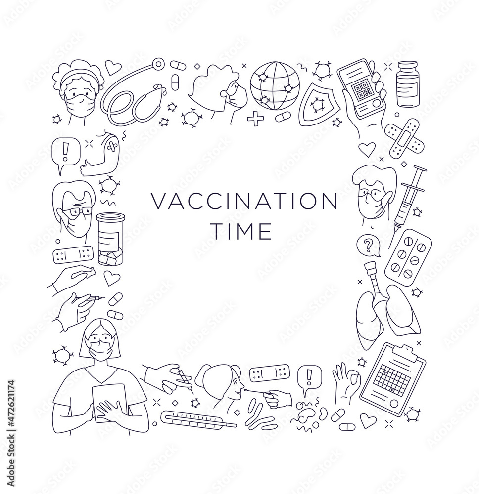 Time for vaccination. Patients at the doctor in the hospital are vaccinated