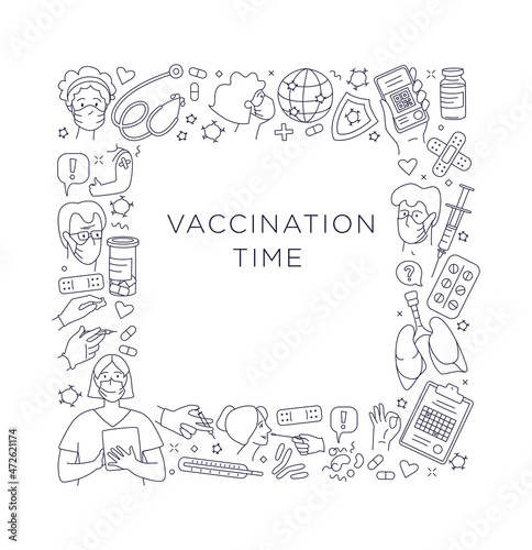 Time for vaccination. Patients at the doctor in the hospital are vaccinated