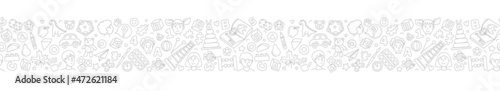 Preschool kindergarten Educational toys doodle line vector illustration seamless pattern.