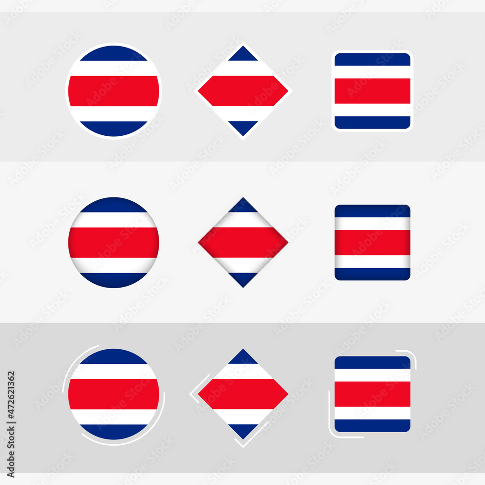 Costa Rica flag icons set, vector flag of Costa Rica. Costa Rica flag icons set, vector flag of Costa Rica.