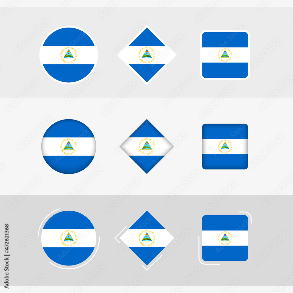Nicaragua flag icons set, vector flag of Nicaragua. Nicaragua flag icons set, vector flag of Nicaragua.