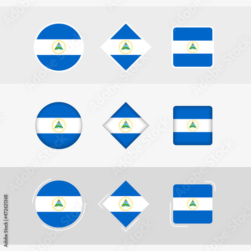 Free Download Nicaragua flag icons set, vector flag of Nicaragua. - GFXLoad