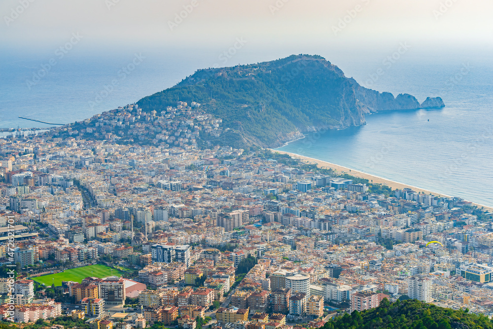 Western part of the city of Alanya. Aerial view.