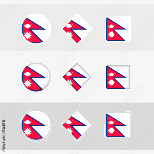 Nepal flag icons set, vector flag of Nepal.