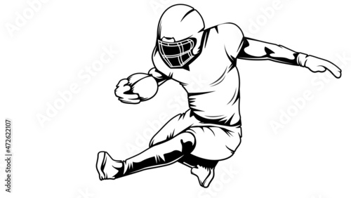American football player. Quarterback isolated on white. Super bowl sport theme vector illustration.