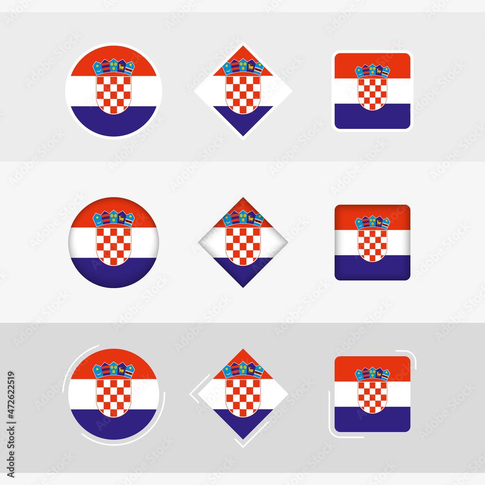 Croatia flag icons set, vector flag of Croatia. Croatia flag icons set, vector flag of Croatia.