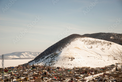 A frosty February day in the village of Shiryaevo in Samarskaya Luka National Park, Russia! photo