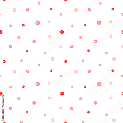 Vector pattern with small pink bubbles on a white background. Bubbles, circles, speckles. Pattern for fabrics, pajamas, dresses, posters.