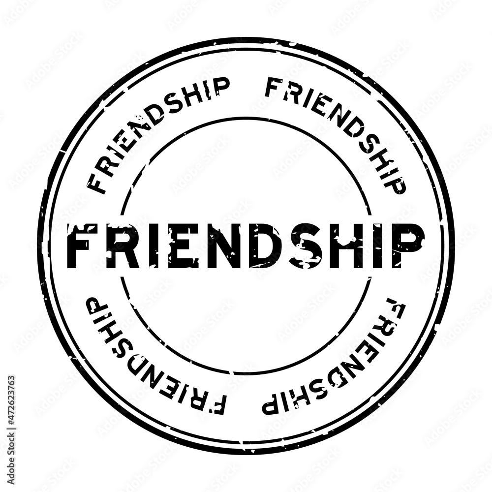Grunge black friendship word round rubber seal stamp on white background