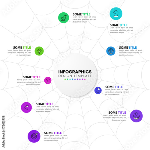 Infographic template with spider web. Business concept. Vector