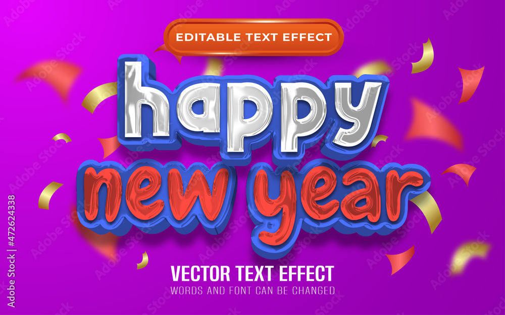 Happy new year text effect Happy new year text effect