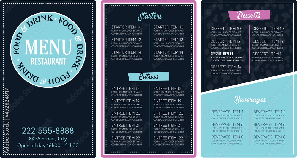 Restaurant menu modern design template layout
