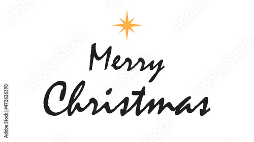 Caption: "Merry Christmas". Christian holiday. The birth of Jesus Christ. Vector illustration
