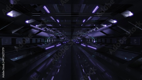 3D illustration of 4K UHD dark tunnel