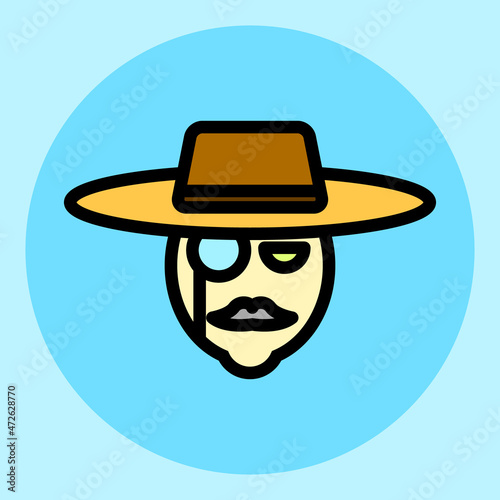 Face icon of detective with glasses and hat 