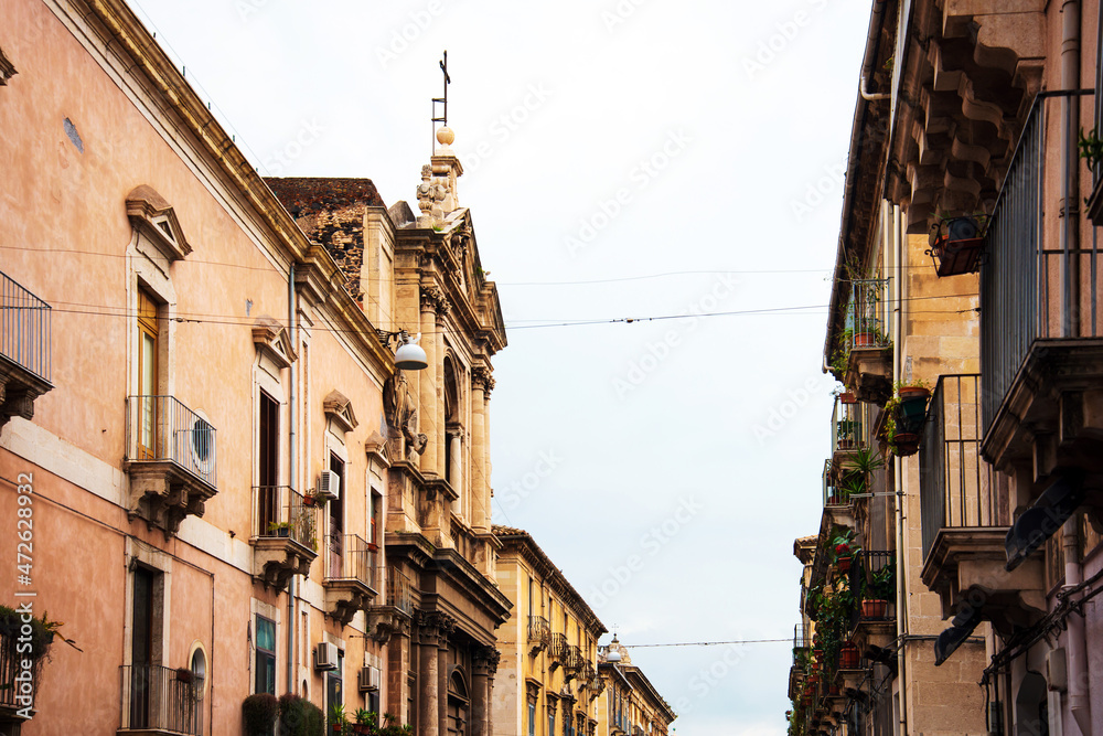 Street view of Catania city, Italy