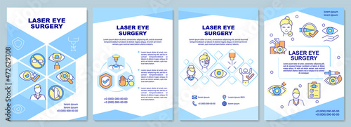 Laser eye surgery brochure template. Vision problems treatment. Flyer, booklet, leaflet print, cover design with linear icons. Vector layouts for presentation, annual reports, advertisement pages