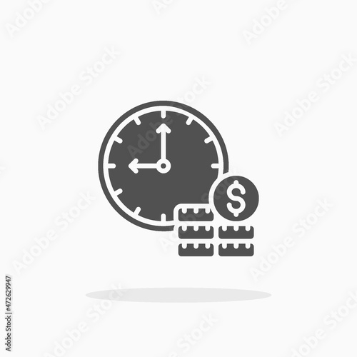 Time is Money icon. Solid or Glyph style. Enjoy this icon for your project.