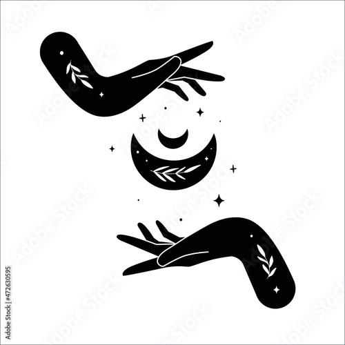 illustration of a black and white hand