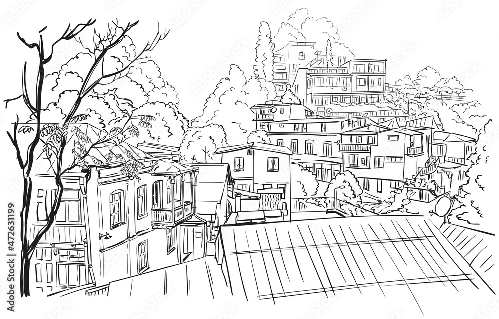 tbilisi houses on hill