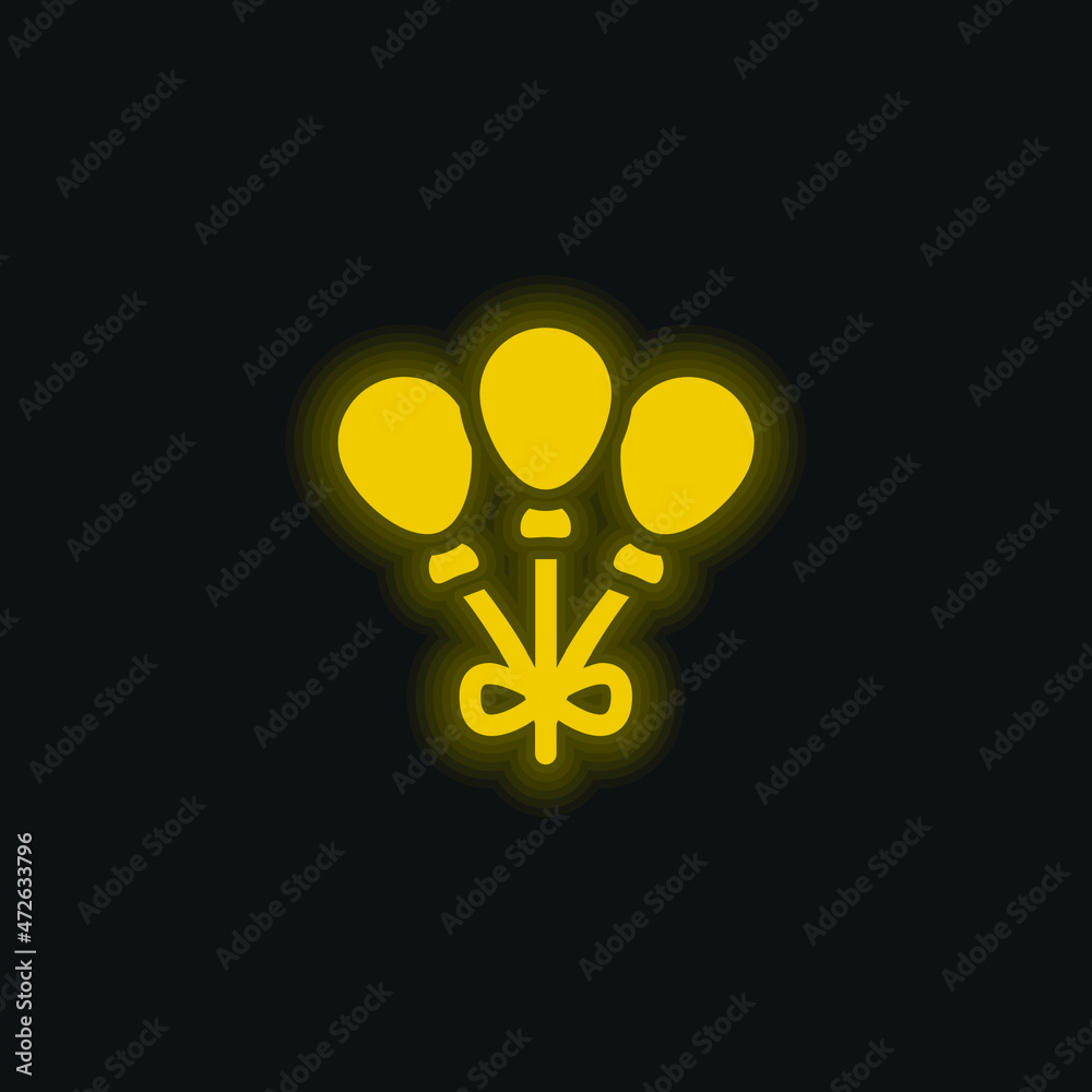 Balloons yellow glowing neon icon Balloons yellow glowing neon icon