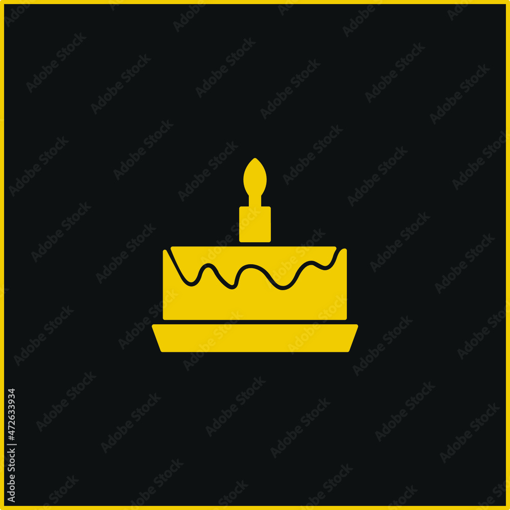 Birthday Cake yellow glowing neon icon Birthday Cake yellow glowing neon icon