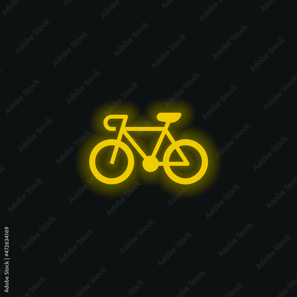 Bicycle yellow glowing neon icon Bicycle yellow glowing neon icon