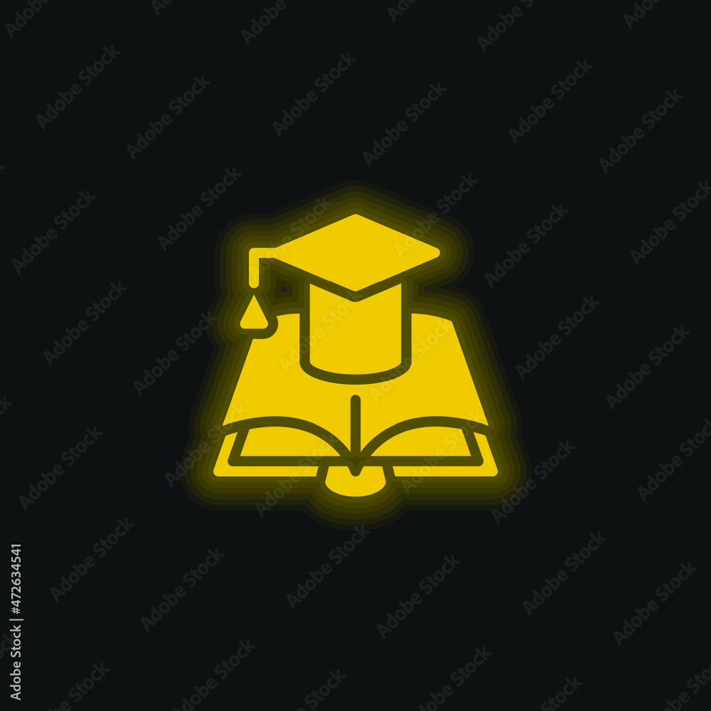 Book yellow glowing neon icon Book yellow glowing neon icon