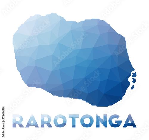 Low poly map of Rarotonga. Geometric illustration of the island. Rarotonga polygonal map. Technology, internet, network concept. Vector illustration.