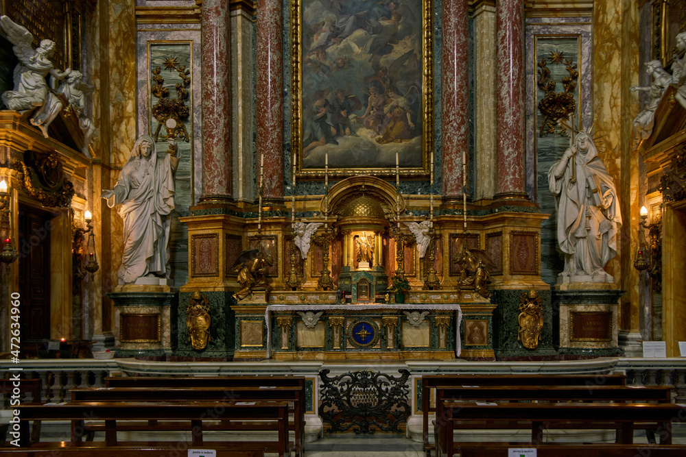   A side altar of SS. Ambrogio e Carlo al Corso church in Rome
