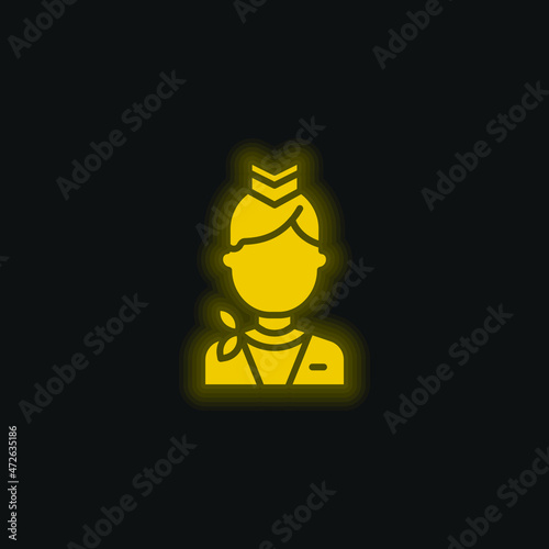 Air Hostess yellow glowing neon icon