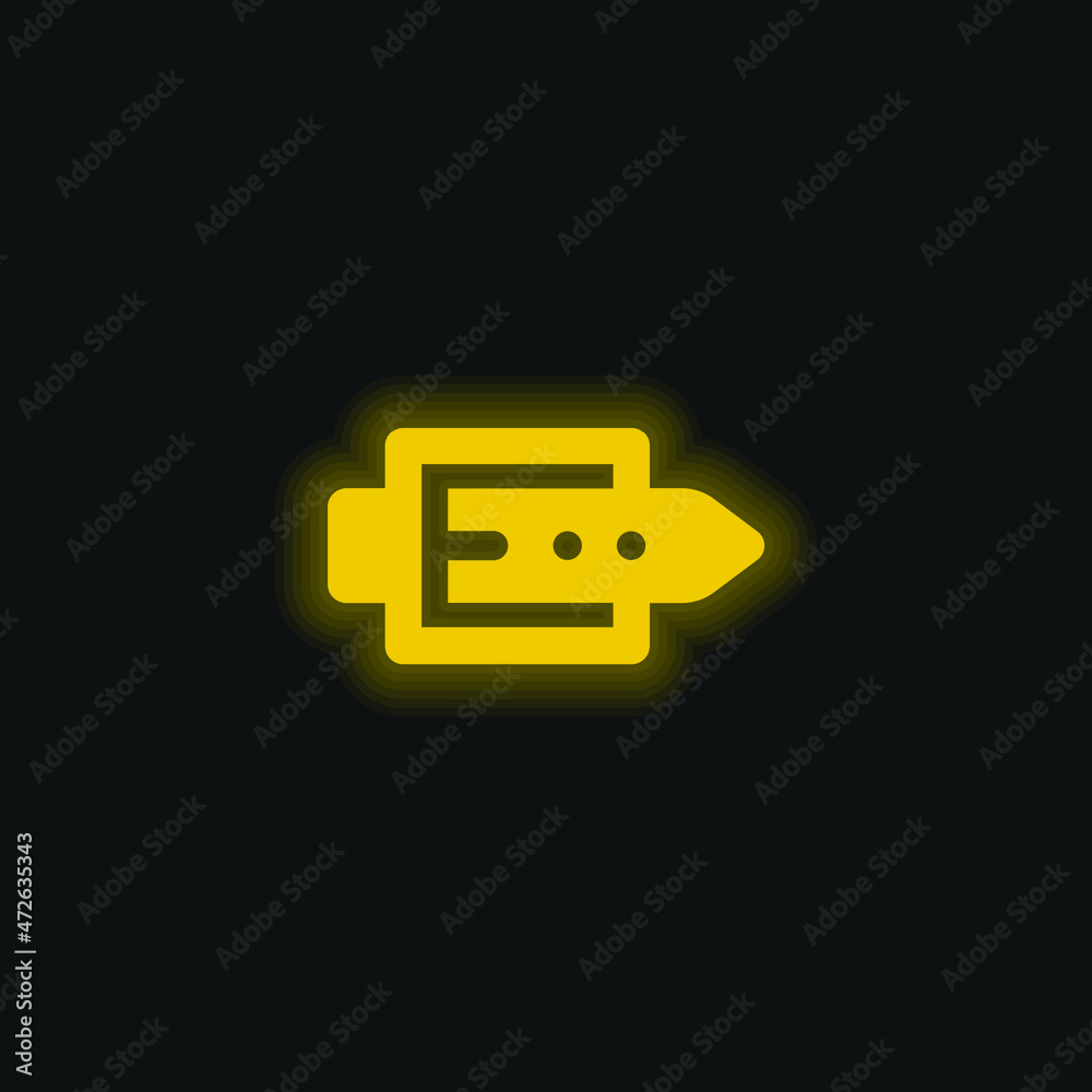 Belt yellow glowing neon icon Belt yellow glowing neon icon