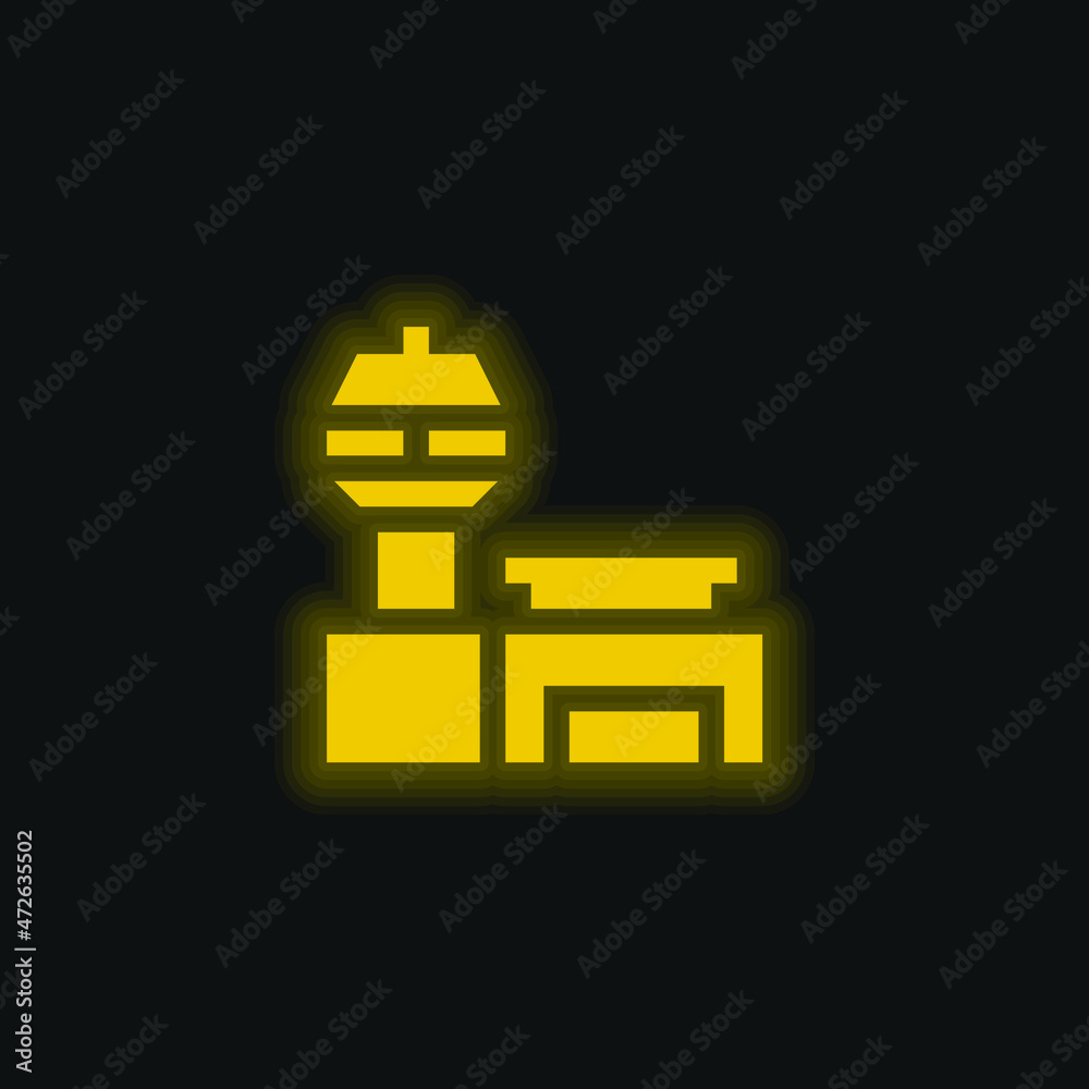 Fototapeta premium Airport yellow glowing neon icon
