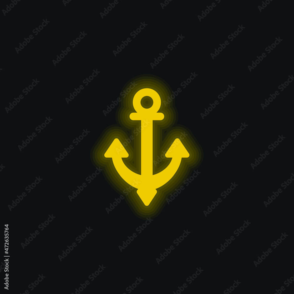 Anchor yellow glowing neon icon Anchor yellow glowing neon icon