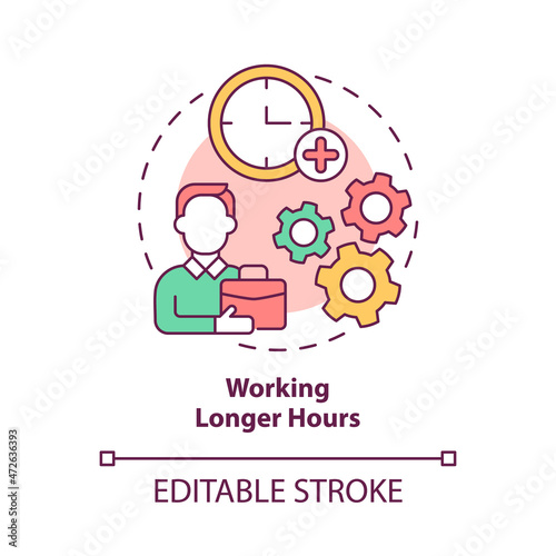 Working longer hours concept icon. Startup launch success. Small business development method abstract idea thin line illustration. Vector isolated outline color drawing. Editable stroke