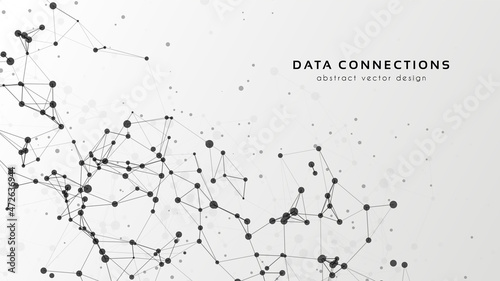 Abstract mesh vector background. Futuristic technology style card. Lines, point, planes in 3d space.