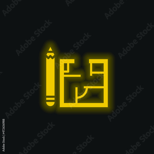 Architecture yellow glowing neon icon
