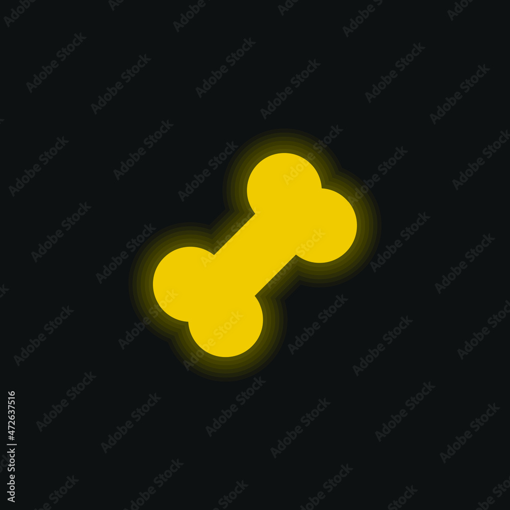 Bone yellow glowing neon icon Bone yellow glowing neon icon