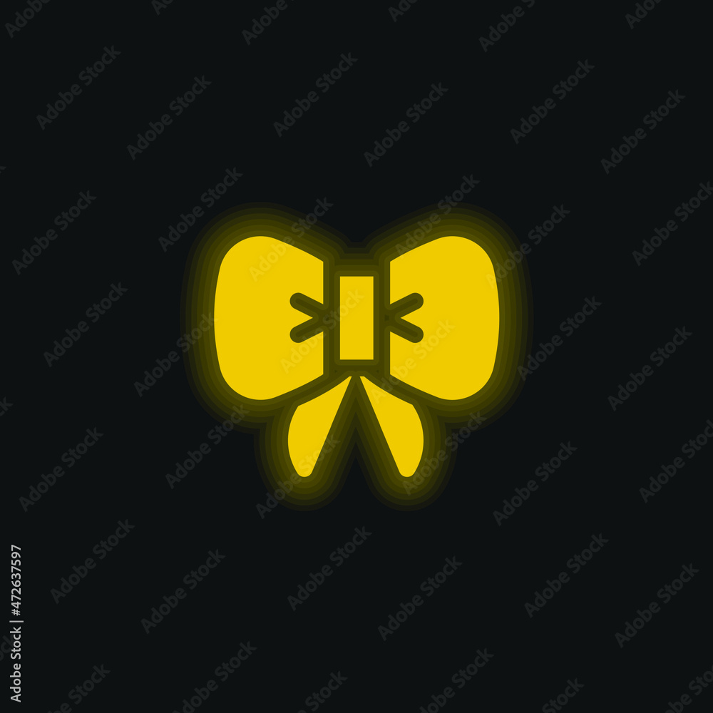 Obraz premium Bow Tie yellow glowing neon icon