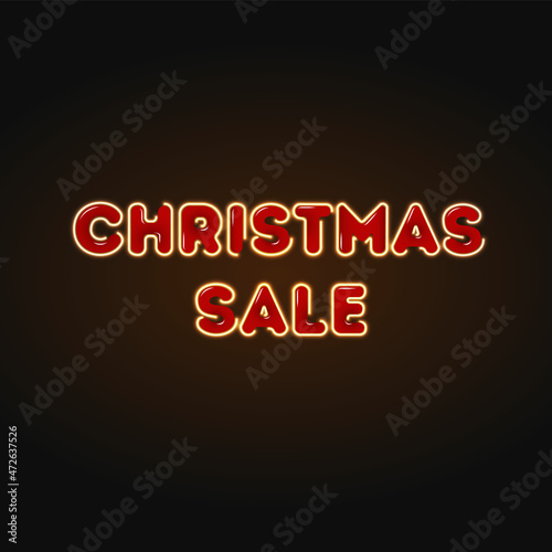 Black Friday. Christmas sale 3d neon sign on dark background. Vector illustration