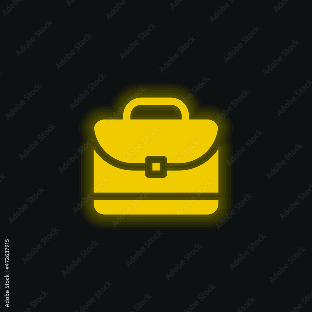 Briefcase yellow glowing neon icon Briefcase yellow glowing neon icon