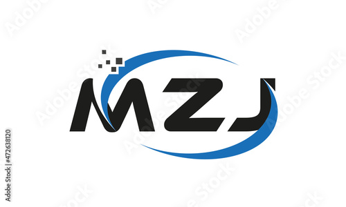 dots or points letter MZJ technology logo designs concept vector Template Element