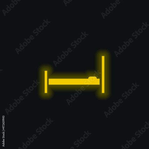 Bed Empty Side View yellow glowing neon icon