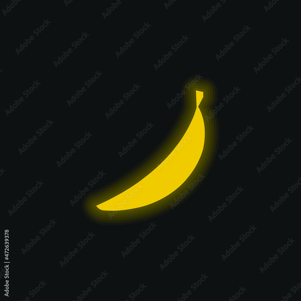 Banana yellow glowing neon icon Banana yellow glowing neon icon