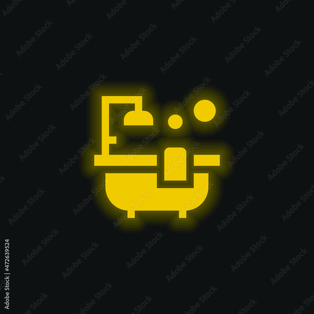Bathtub yellow glowing neon icon