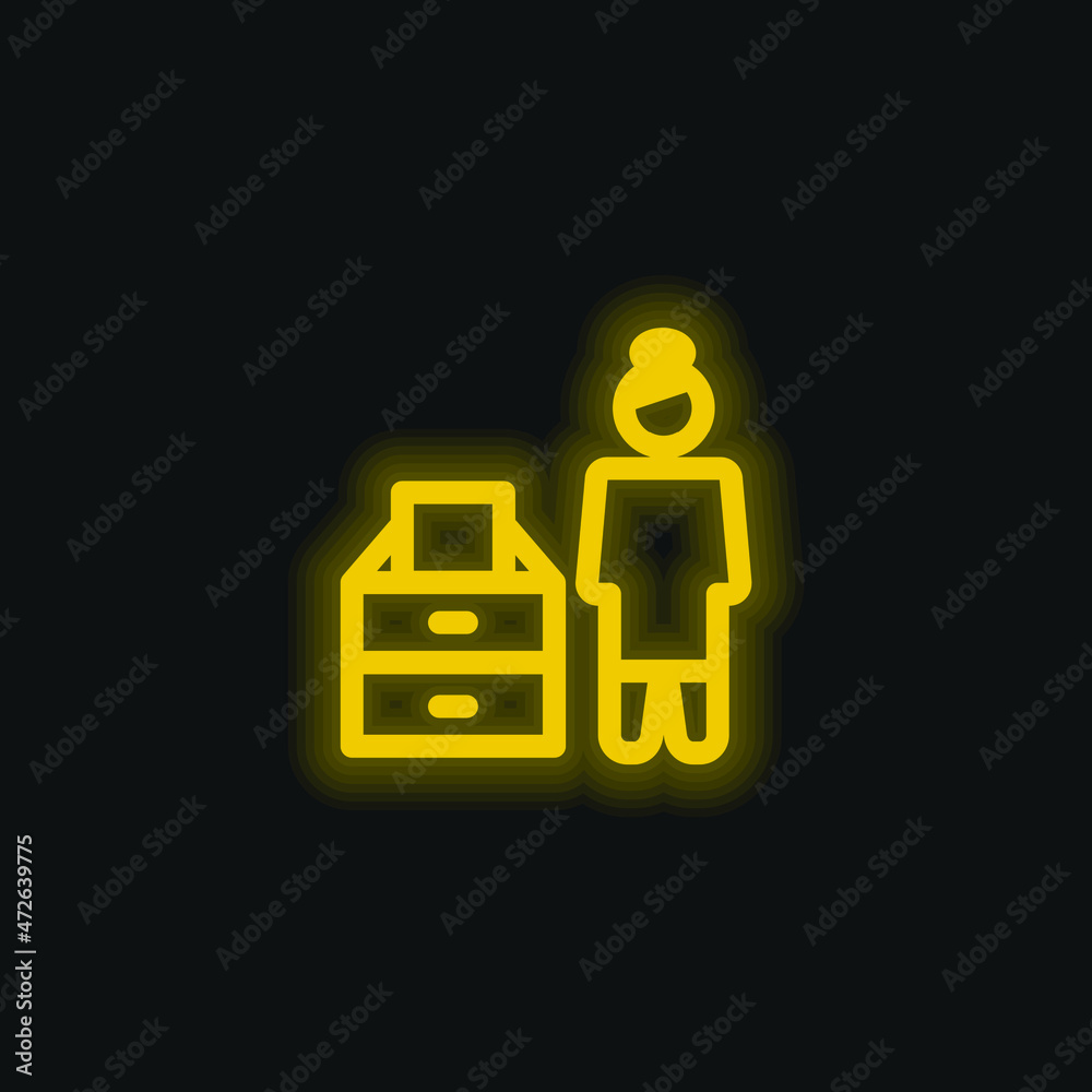 Archive yellow glowing neon icon Archive yellow glowing neon icon