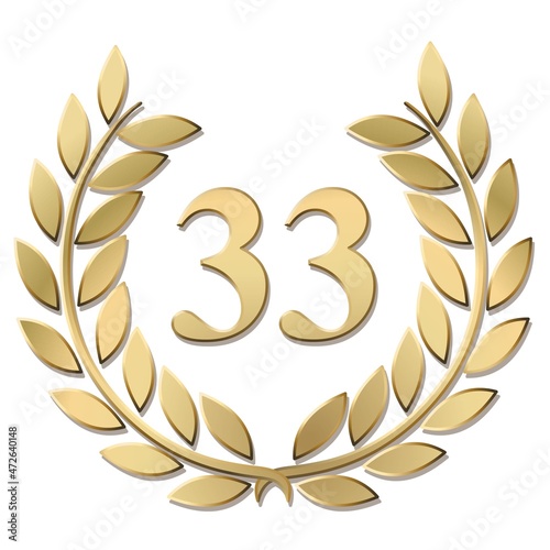 3D gold laurel wreath 33 vector isolated on a white background	